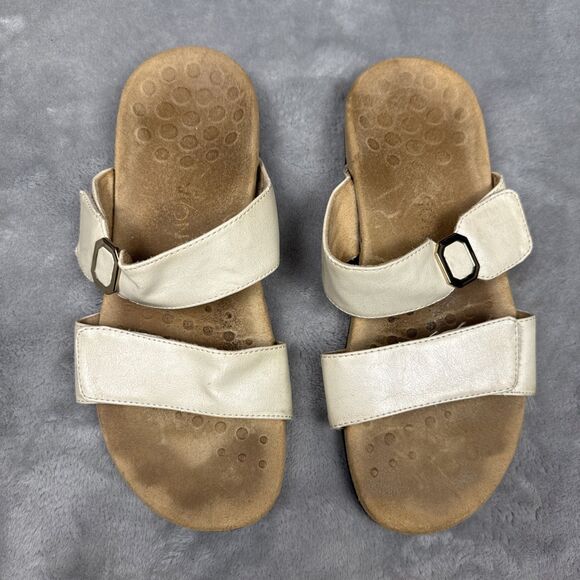 Vionic Women’s Size 8 Sandals | Beige Double Strap Slide Comfort Orthotic Shoes - Picture 4 of 7